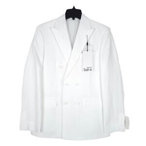 Bar III Men's Slim-Fit 100% Linen Double-Breasted Suit Jacket White 38R NWT